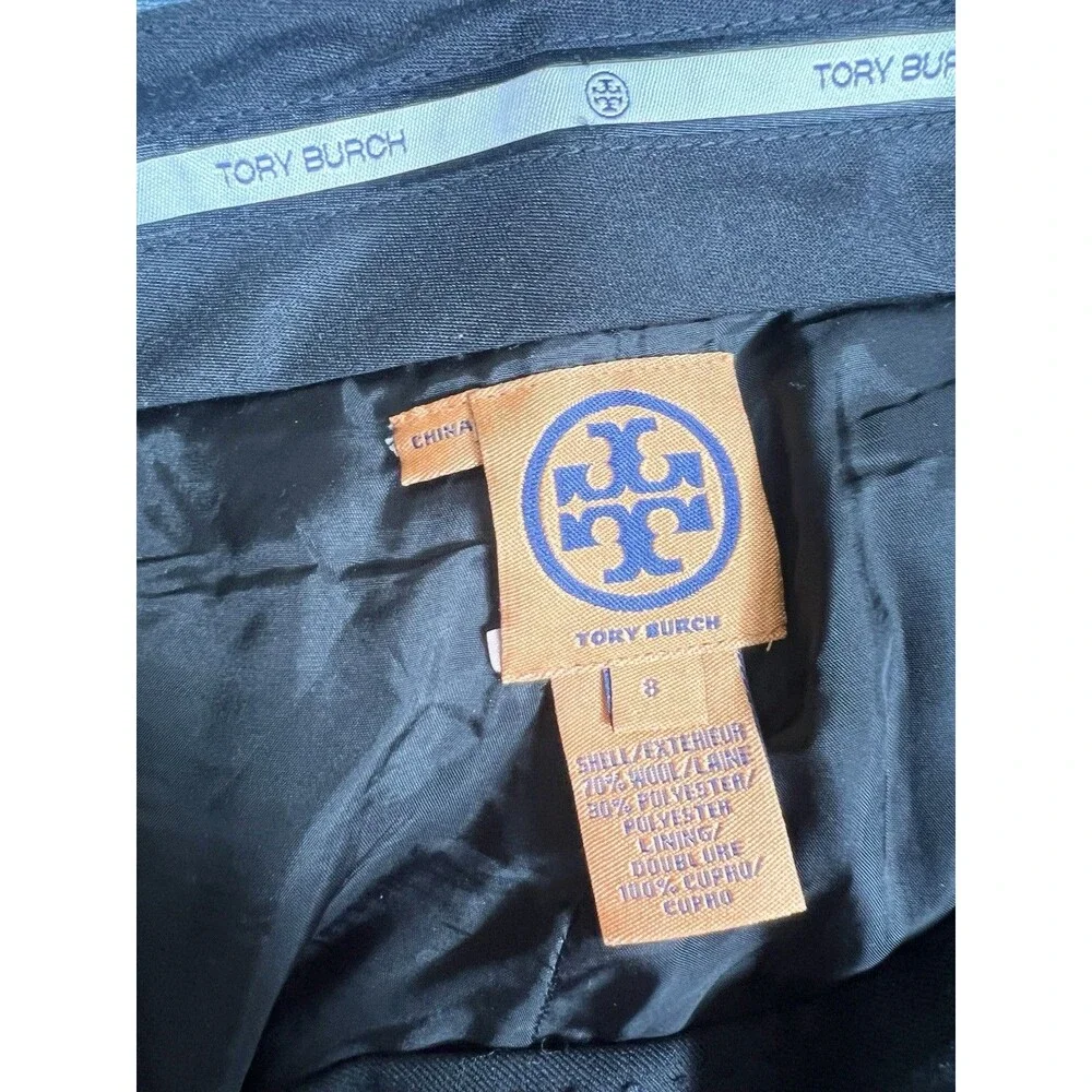 Tory Burch Women's Size 8 Black Wool Blend Straight Leg Dress Pants 34